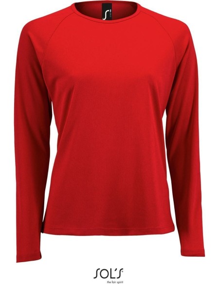Damen-Sport-T-Shirt SPORTS mit langen Ärmeln - Rot M