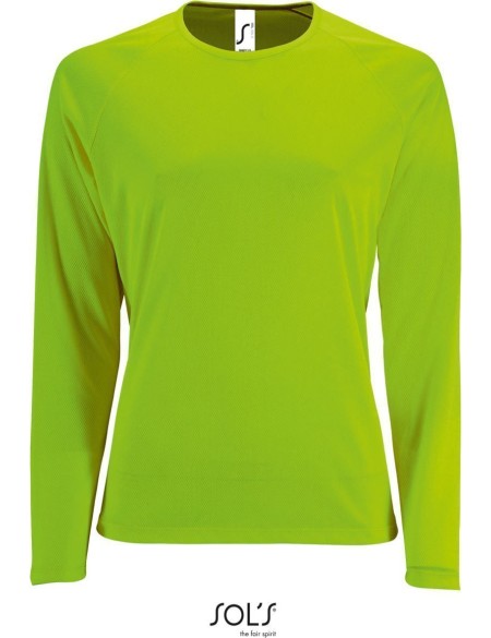 Damen-Sport-T-Shirt SPORTS mit langen Ärmeln - Neongrün L