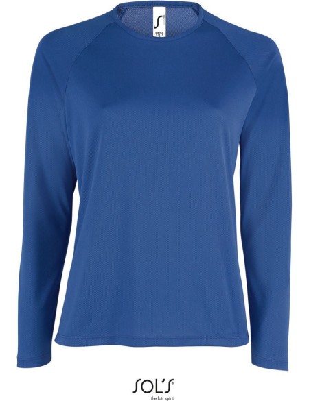 Damen-Sport-T-Shirt SPORTS mit langen Ärmeln - Königsblau L