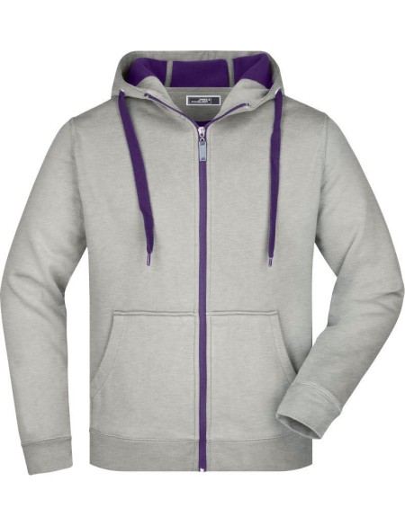 Herren-Sweatshirt Doubleface JN355 – Grau meliert/lila M