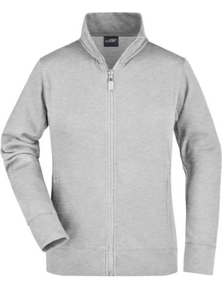 James+Nicholson JN52 Damen-Kapuzenpullover mit Reißverschluss – Grau meliert L